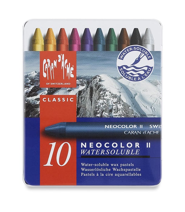 Акварельная пастель Caran d'Ache Neocolor II Watersoluble (10 цветов)