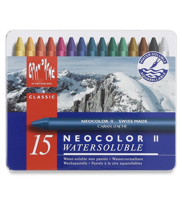Акварельная пастель Caran d'Ache Neocolor II Watersoluble (15 цветов)