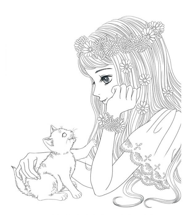 Раскраска The Story of a Maiden and a Cat от Nelco Neco (изд. KADOKAWA Япония)