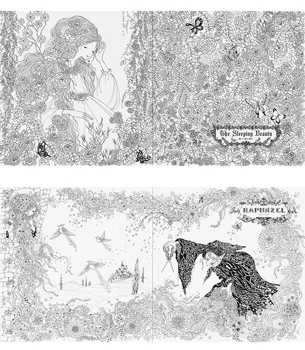 Раскраска Fairy Tale от Tomoko Tashiro (изд. Lark Crafts США)