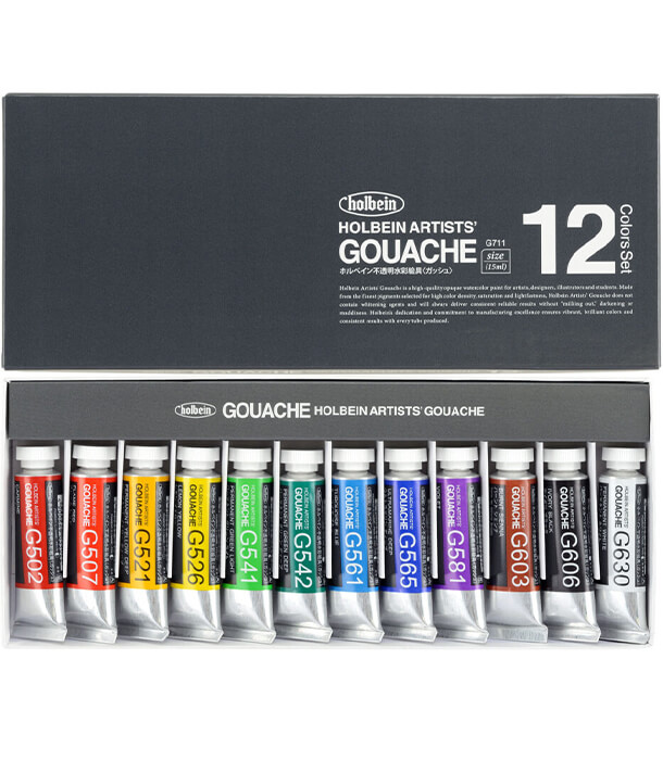 Набор гуаши Holbein Artists' Gouache G711 (12 штук по 15 мл)