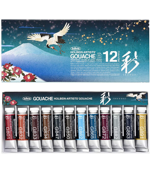 Набор гуаши Holbein Artists' Gouache G754 WINTER (12 штук по 15 мл)
