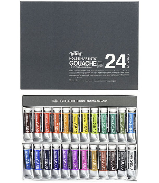 Набор гуаши Holbein Artists' Gouache G715 (24 штуки по 15 мл)
