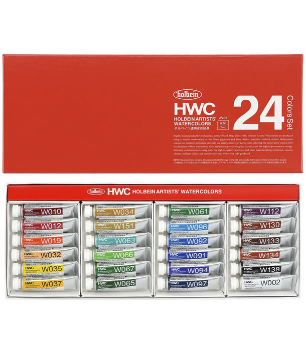 Набор акварельных красок Holbein Watercolors W405 (24 штуки по 5 мл)