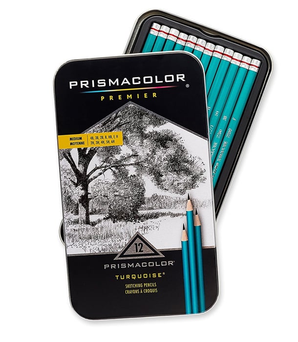 Набор графитовых карандашей Prismacolor Premier Turquoise Sketching Pencils (12 штук)